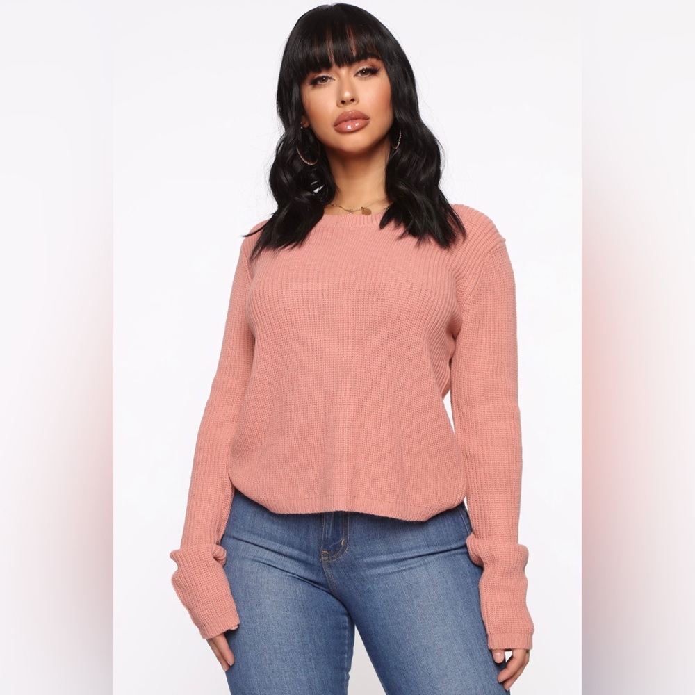Lilly Lace Up Sweater - Mauve (Fashion Nova)